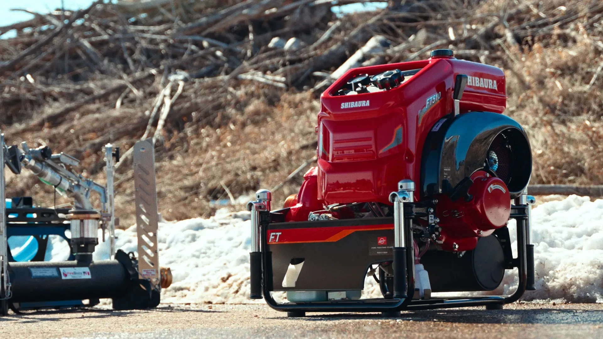 Shibaura portable fire pump ready for demonstration support and follow-up